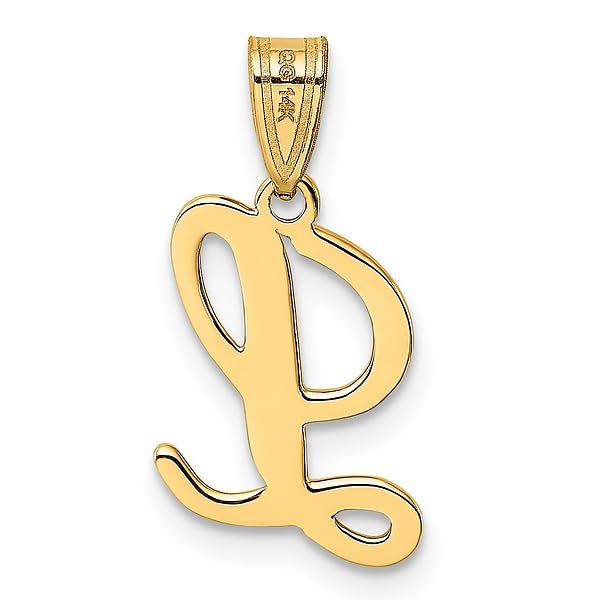 14K Yellow Gold Dainty Letter L Initial Name Monogram Necklace Charm Pendant Only