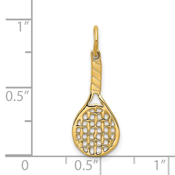 IceCarats 14K Yellow Gold Racquet Necklace Tennis Charm Sports Pendant Only