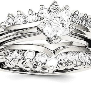 IceCarats 925 Sterling Silver Cubic Zirconia CZ Wedding Band Engagement Ring Bridal Jewelry Set