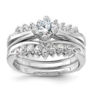 IceCarats 925 Sterling Silver Cubic Zirconia CZ Wedding Band Engagement Ring Bridal Jewelry Set