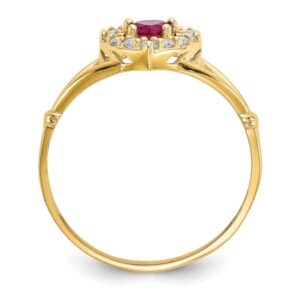 IceCarats 10K Yellow Gold Red White Cubic Zirconia CZ Heart Love Ring Size 8