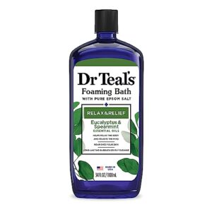 dr teal's foaming bath with pure epsom salt, relax & relief with eucalyptus & spearmint, 34 fl oz (packaging may vary)