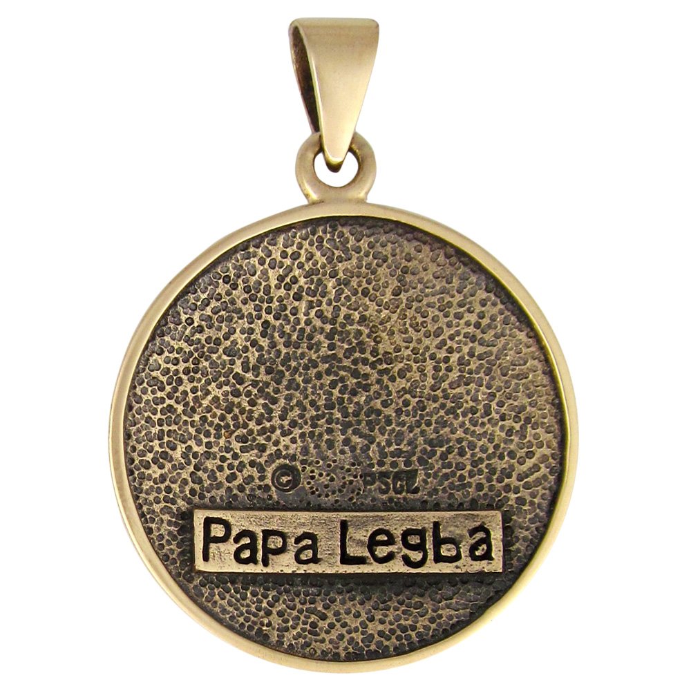 Moonlight Mysteries Bronze Papa Legba Voodoo Loa Veve Symbol Pendant Necklace