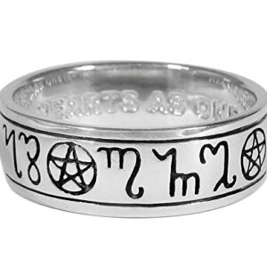 Moonlight Mysteries Sterling Silver Handfasting Theban Pentacle Wedding Ring (sz 4-15) sz 10.5