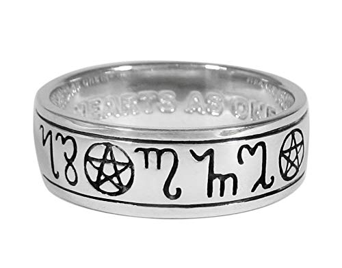 Moonlight Mysteries Sterling Silver Handfasting Theban Pentacle Wedding Ring (sz 4-15) sz 10.5