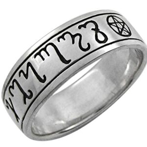 Moonlight Mysteries Sterling Silver Handfasting Theban Pentacle Wedding Ring (sz 4-15) sz 10.5