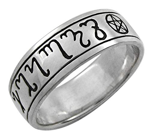 Moonlight Mysteries Sterling Silver Handfasting Theban Pentacle Wedding Ring (sz 4-15) sz 10.5