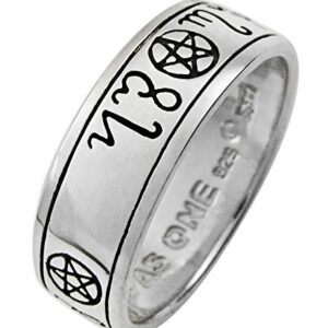 Moonlight Mysteries Sterling Silver Handfasting Theban Pentacle Wedding Ring (sz 4-15) sz 10.5