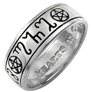 Moonlight Mysteries Sterling Silver Handfasting Theban Pentacle Wedding Ring (sz 4-15) sz 10.5