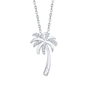 katarina diamond palm tree pendant necklace in 10k white gold (1/10 cttw, j-k, si2-i1)