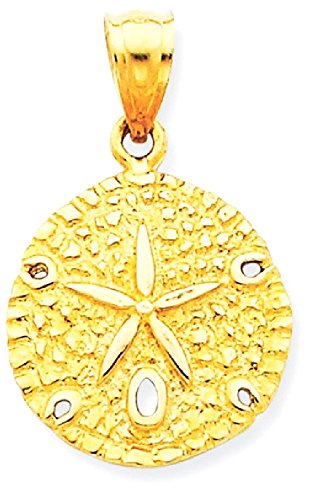 IceCarats 14K Yellow Gold Sand Dollar Sea Star Starfish Necklace Charm Pendant 25mm x 16mm Only