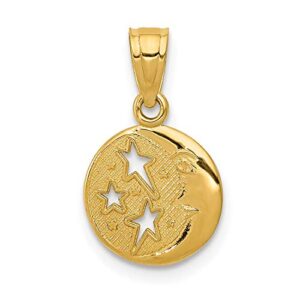 IceCarats 14K Yellow Gold Crescent Moon Stars Necklace Charm Pendant 20mm x 13mm Only