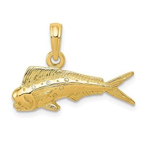 icecarats 14k yellow gold mahi fish necklace charm pendant 28mm x 22mm only