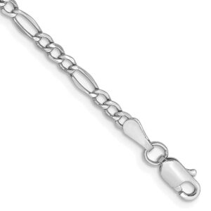 icecarats 14k white gold 2.5mm figaro link chain bracelet 7 inch