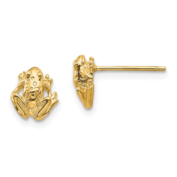 14K Yellow Gold Small Frog Stud Earrings