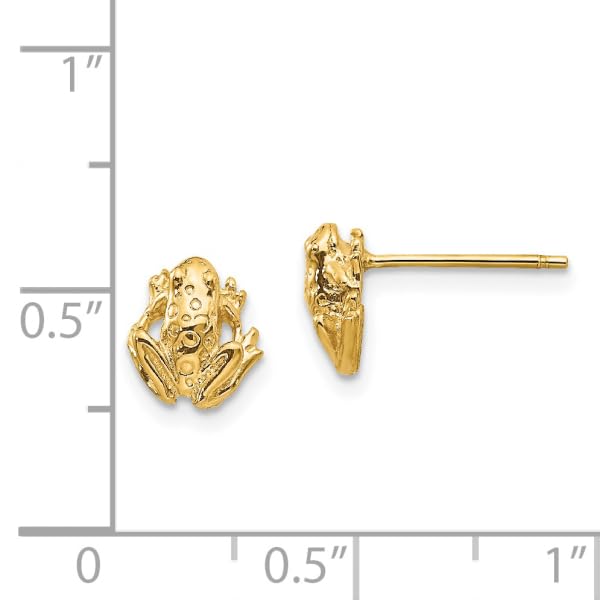 14K Yellow Gold Small Frog Stud Earrings