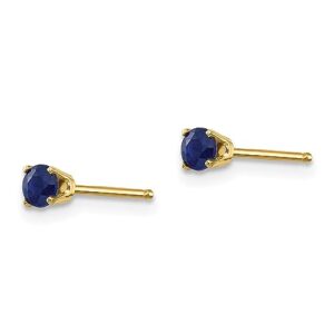 14K Yellow Gold 3mm Blue Sapphire Studs Gemstone Earrings September Birthstone Jewelry