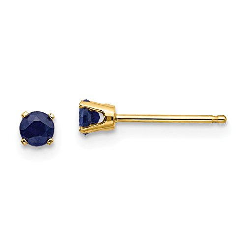 14K Yellow Gold 3mm Blue Sapphire Studs Gemstone Earrings September Birthstone Jewelry