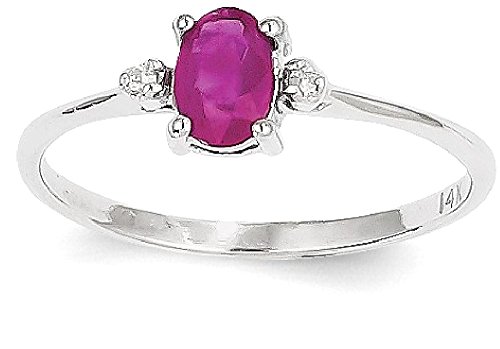 IceCarats 14K White Gold Diamond Red Ruby Ring April July Birthstone Jewelry Size 6