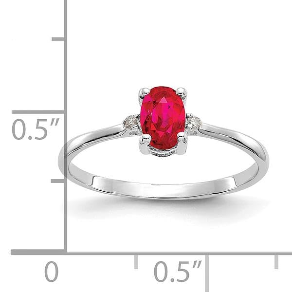 IceCarats 14K White Gold Diamond Red Ruby Ring April July Birthstone Jewelry Size 6