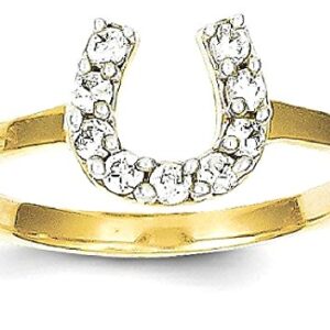 IceCarats 10K Yellow Gold Cubic Zirconia CZ Lucky Horseshoe Ring Animal Lover Equestrian Band Size 6