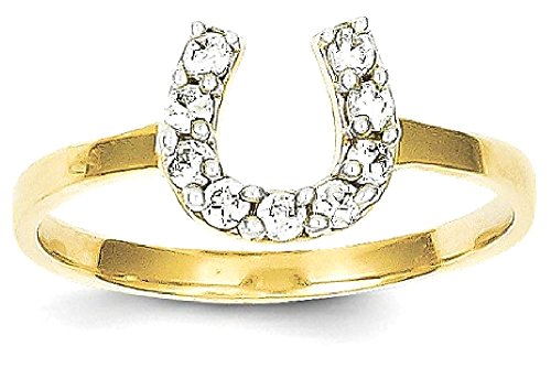 IceCarats 10K Yellow Gold Cubic Zirconia CZ Lucky Horseshoe Ring Animal Lover Equestrian Band Size 6