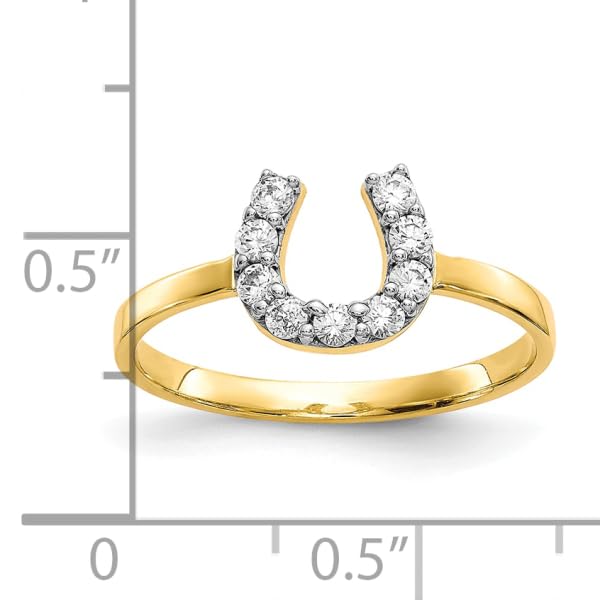 IceCarats 10K Yellow Gold Cubic Zirconia CZ Lucky Horseshoe Ring Animal Lover Equestrian Band Size 6