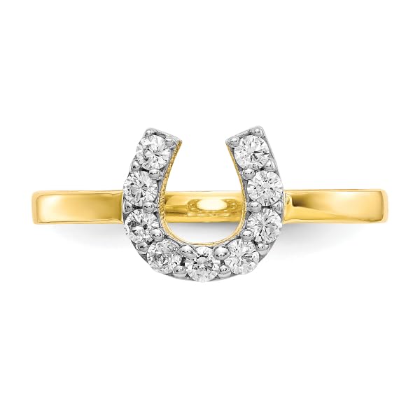 IceCarats 10K Yellow Gold Cubic Zirconia CZ Lucky Horseshoe Ring Animal Lover Equestrian Band Size 6