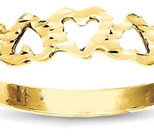 IceCarats 14K Yellow Gold Heart Love Ring Size 6