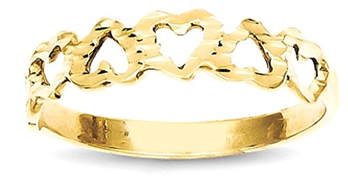 IceCarats 14K Yellow Gold Heart Love Ring Size 6