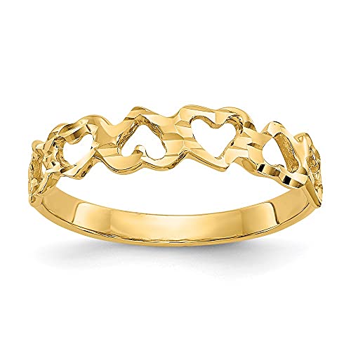 IceCarats 14K Yellow Gold Heart Love Ring Size 6