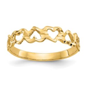 IceCarats 14K Yellow Gold Heart Love Ring Size 6