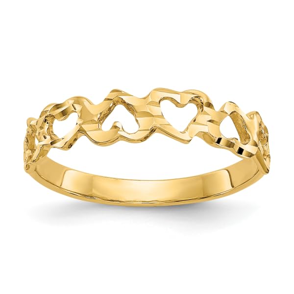 IceCarats 14K Yellow Gold Heart Love Ring Size 6