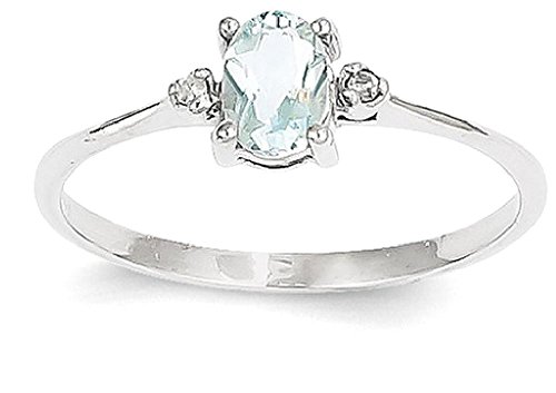 IceCarats 14K White Gold Diamond Blue Aquamarine Ring March Birthstone Jewelry Size 6