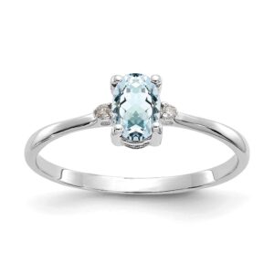 icecarats 14k white gold diamond blue aquamarine ring march birthstone jewelry size 6