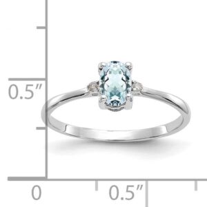 IceCarats 14K White Gold Diamond Blue Aquamarine Ring March Birthstone Jewelry Size 6