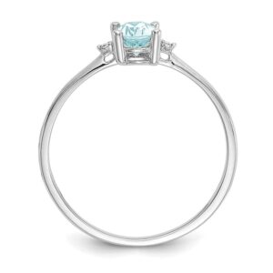 IceCarats 14K White Gold Diamond Blue Aquamarine Ring March Birthstone Jewelry Size 6