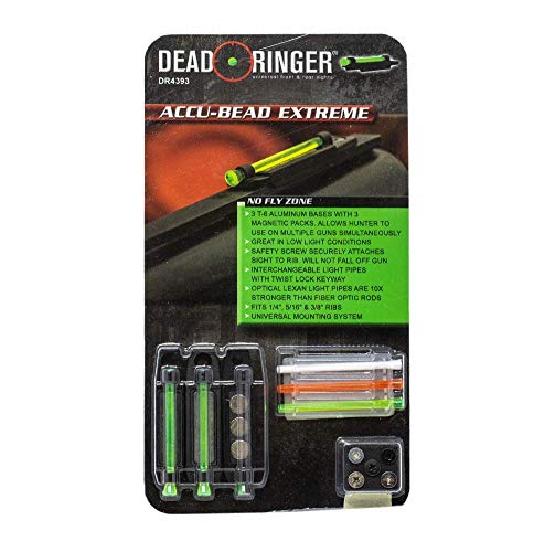 Dead Ringer Accu-Bead| Universal Magnetic Front Sights with Interchangeable Light Pipes | Three Sights Fitting 1/4", 5/16" and 3/8" Ribs, Six Light Pipes,Green