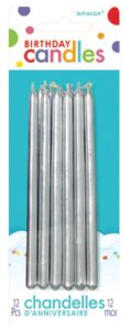 stunning silver mini taper candles - (5") - pack of 12 - perfect for elegant events, weddings & home decor