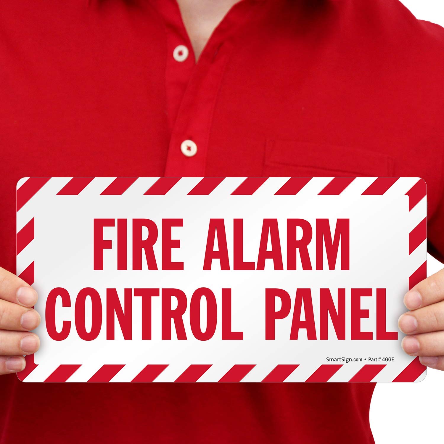 SmartSign - LB-1533-EU-05x10 "Fire Alarm Control Panel" Label | 5" x 10" Laminated Vinyl Red on White