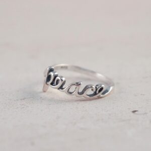 Boma Jewelry Sterling Silver Peace Script Ring, Size 5