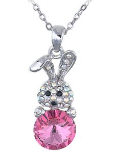 alilang rabbit pendant cute animal bunny crystal rhinestone necklace for women gift