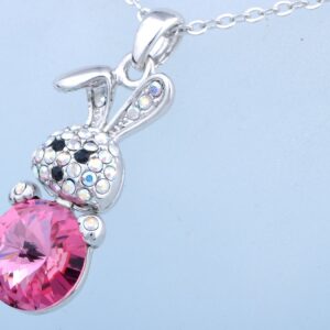 Alilang Rabbit Pendant Cute Animal Bunny Crystal Rhinestone Necklace for Women Gift