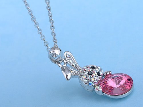 Alilang Rabbit Pendant Cute Animal Bunny Crystal Rhinestone Necklace for Women Gift