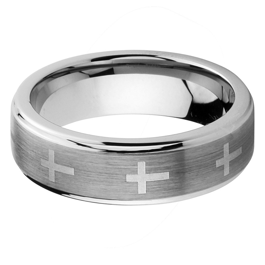 GoldenMine 7mm Brushed Cross Tungsten Comfort-Fit Wedding Band Ring (Size 5 to 15) - Size 10