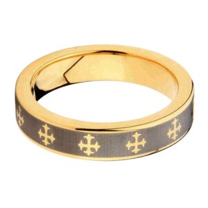 *Laser Engraving Service* 6mm Celtic Design Cross Tungsten Carbide Gold Plated Comfort-Fit Wedding Band Ring (Size 5 to 15) - Size 9.5