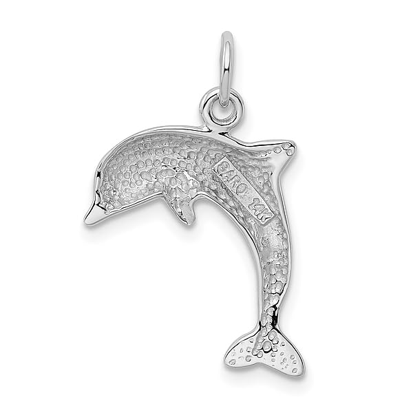 IceCarats 14K White Gold Sea Dolphin Necklace Ocean Fish Pendant Summer Beach Nautical Charm 27mm x 15mm Only