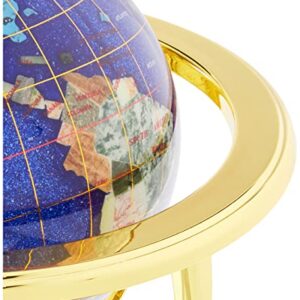 Unique Art 10-Inch Tall Table Top Blue Crystallite Ocean Gemstone World Globe with Gold Tripod Stand