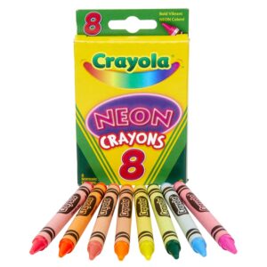 crayola neon crayons, coloring book supplies, gift for kids, 8 count