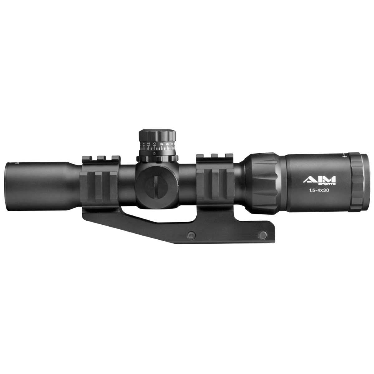 AIM Sports JTHR1 Locking Turrets 3/4 Circle Tri-Illumination CQB Scope, Black, 1.5-4x 30mm